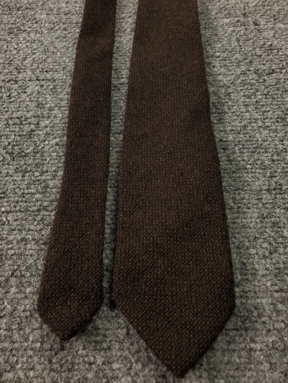Wool Necktie Made In Scotland Solid Brown Flecked Classic Tie Dark Academia